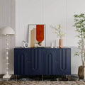 Modern Blue Lacquered 4 Door Wooden Cabinet Sideboard Buffet Server Cabinet Storage Cabinet