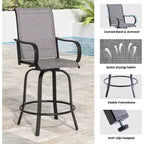 2er-Set drehbarer Outdoor-Barhocker mit Textilene-Gewebe – 360°-Rotation, wetterfestes, ergonomisches Design, perfekt für Balkon und Terrasse