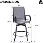 2er-Set drehbarer Outdoor-Barhocker mit Textilene-Gewebe – 360°-Rotation, wetterfestes, ergonomisches Design, perfekt für Balkon und Terrasse