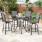 2er-Set drehbarer Outdoor-Barhocker mit Textilene-Gewebe – 360°-Rotation, wetterfestes, ergonomisches Design, perfekt für Balkon und Terrasse