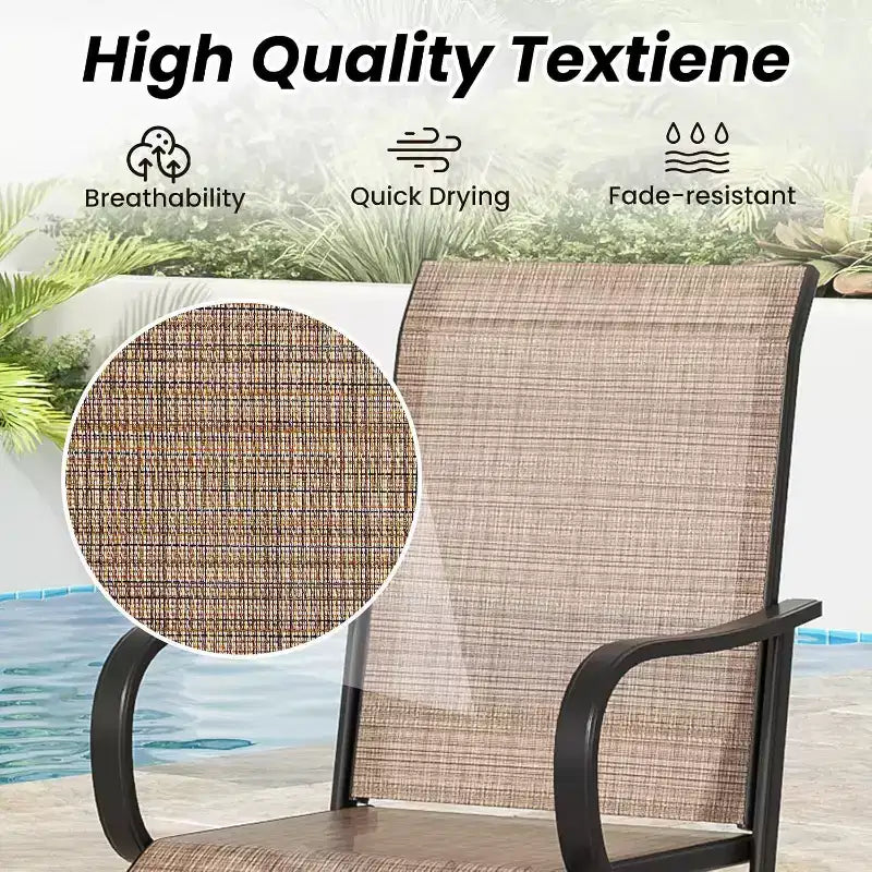 2er-Set drehbarer Outdoor-Barhocker mit Textilene-Gewebe – 360°-Rotation, wetterfestes, ergonomisches Design, perfekt für Balkon und Terrasse