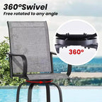 2er-Set drehbarer Outdoor-Barhocker mit Textilene-Gewebe – 360°-Rotation, wetterfestes, ergonomisches Design, perfekt für Balkon und Terrasse