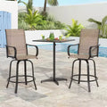 Set of 2 Swivel Outdoor Bar Stools with Textilene Fabric - 360 Rotation, All-Weather Ergonomic Design, Perfect for Balcony and Patio