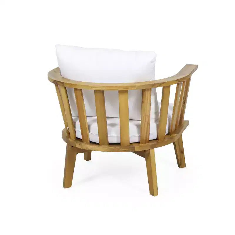GDFStudio Lorie Outdoor-Loungeset aus Akazienholz, 3-teilig, mit wasserabweisenden Kissen, Teak/Weiß