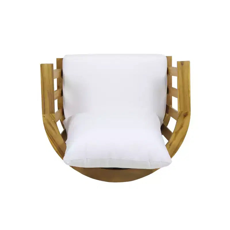 GDFStudio Lorie Outdoor-Loungeset aus Akazienholz, 3-teilig, mit wasserabweisenden Kissen, Teak/Weiß