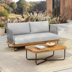 Christopher Knight Home Ofra Patio Sitzgarnitur aus Akazienholz und Eisen mit Seilgeflecht und 7 wasserabweisenden Kissen