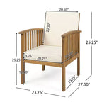 Christopher Knight Home Carolina Outdoor 5-teiliges Loungeset aus Akazienholz mit Polstern