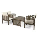 Christopher Knight Home Carolina Outdoor 5-teiliges Loungeset aus Akazienholz mit Polstern