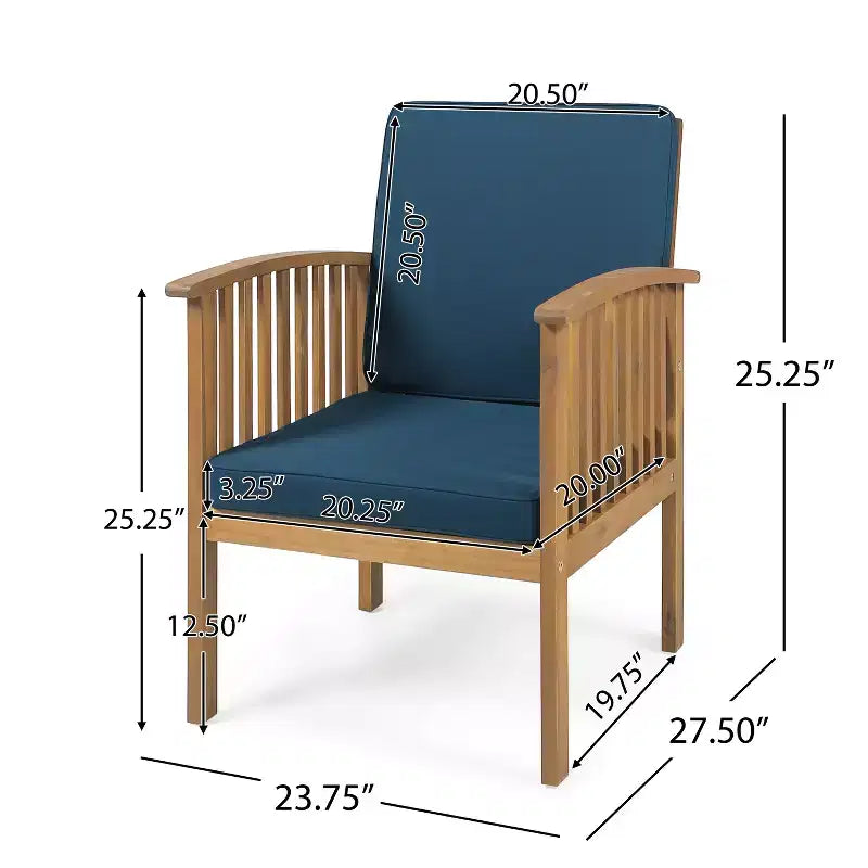 Christopher Knight Home Carolina Outdoor 5-teiliges Loungeset aus Akazienholz mit Polstern