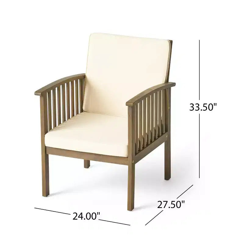 Christopher Knight Home Carolina Outdoor 5-teiliges Loungeset aus Akazienholz mit Polstern