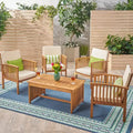 Christopher Knight Home Carolina Outdoor 5-teiliges Loungeset aus Akazienholz mit Polstern