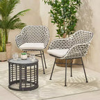 Christopher Knight Home Gulley Outdoor Wicker 3 Piece Chat Set with Cushion, White/Black