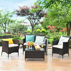 Costway 8-teiliges Rattan-Loungemöbel-Set mit Kissen, Sofa und Stühlen, Mixbraun