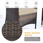 Costway 8-teiliges Rattan-Loungemöbel-Set mit Kissen, Sofa und Stühlen, Mixbraun