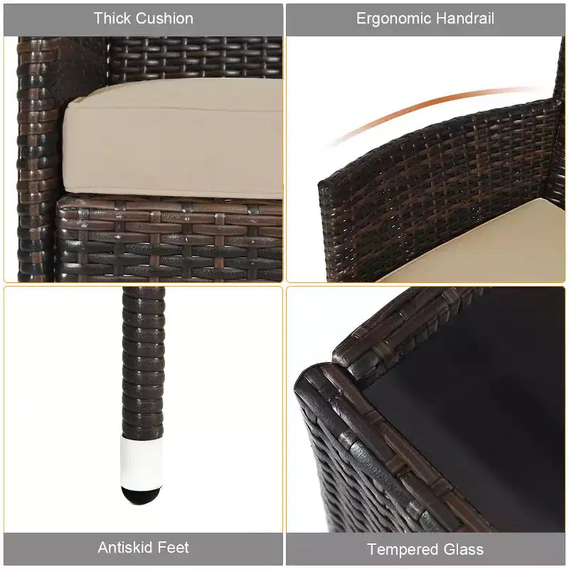 Costway 8-teiliges Rattan-Loungemöbel-Set mit Kissen, Sofa und Stühlen, Mixbraun
