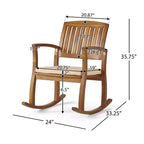 GDFStudio Amber Outdoor 3-teiliges Schaukelstuhl-Konversationsset aus Akazienholz mit Polstern, Teak/Creme