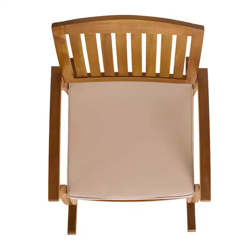 GDFStudio Amber Outdoor 3-teiliges Schaukelstuhl-Konversationsset aus Akazienholz mit Polstern, Teak/Creme