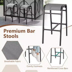 Costway 6,5 x 4 x 8 FT Grillpavillon-Set mit 2 Barhockern, Bartisch aus gehärtetem Glas Braun/Grau
