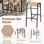 Costway 6,5 x 4 x 8 FT Grillpavillon-Set mit 2 Barhockern, Bartisch aus gehärtetem Glas Braun/Grau