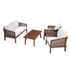 4-teiliges Outdoor-Sitzgruppen-Set aus Akazienholz in Braun - Teamson Home: Sitze mit Kissen & passendem Couchtisch