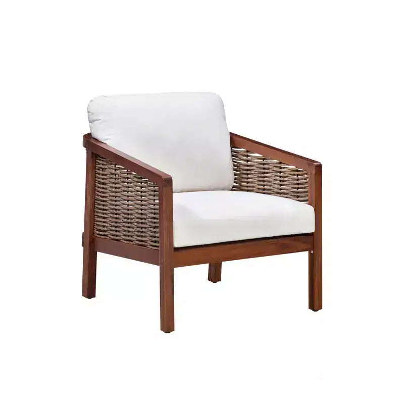 4-teiliges Outdoor-Sitzgruppen-Set aus Akazienholz in Braun - Teamson Home: Sitze mit Kissen & passendem Couchtisch