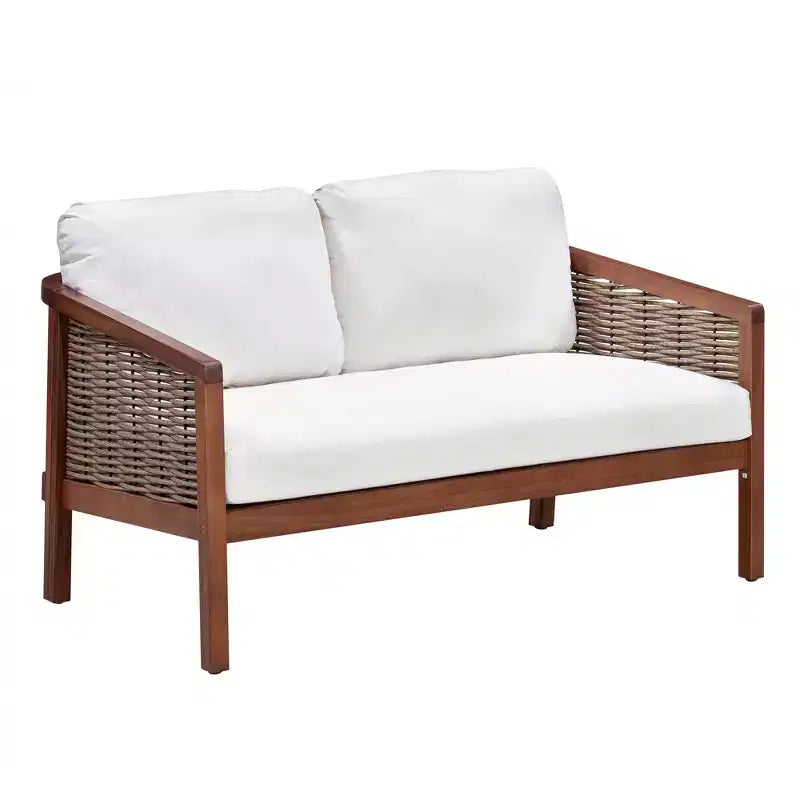 4-teiliges Outdoor-Sitzgruppen-Set aus Akazienholz in Braun - Teamson Home: Sitze mit Kissen & passendem Couchtisch
