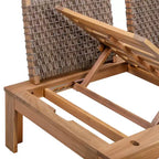 2-teiliges Modulsofa-Set & Chaiselongue, umwandelbar, mit Naturholz-Finish – Teamson Home: Massiver Akazienrahmen & wetterfeste Outdoor-Kissen