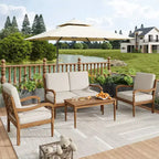 Christopher Knight Home Pendry 4-teiliges Outdoor-Sitzgruppen-Set aus Akazienholz mit wasserabweisenden Kissen