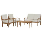 Christopher Knight Home Pendry 4-teiliges Outdoor-Sitzgruppen-Set aus Akazienholz mit wasserabweisenden Kissen