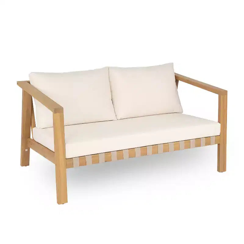 Christopher Knight Home Fraser Terrassen-Set mit Lattenrost-Design aus Akazienholz, Loveseat und Couchtisch