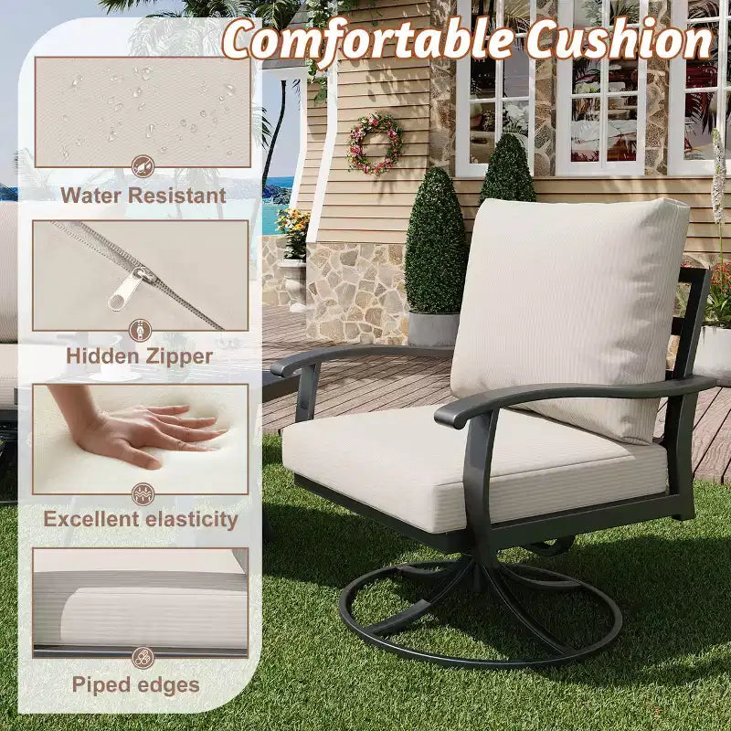 EROMMY 9-teiliges Gartenmöbel-Set aus Metall für 10 Personen