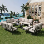 EROMMY 9 PCS Outdoor Metal Conversation Set For 10 Person