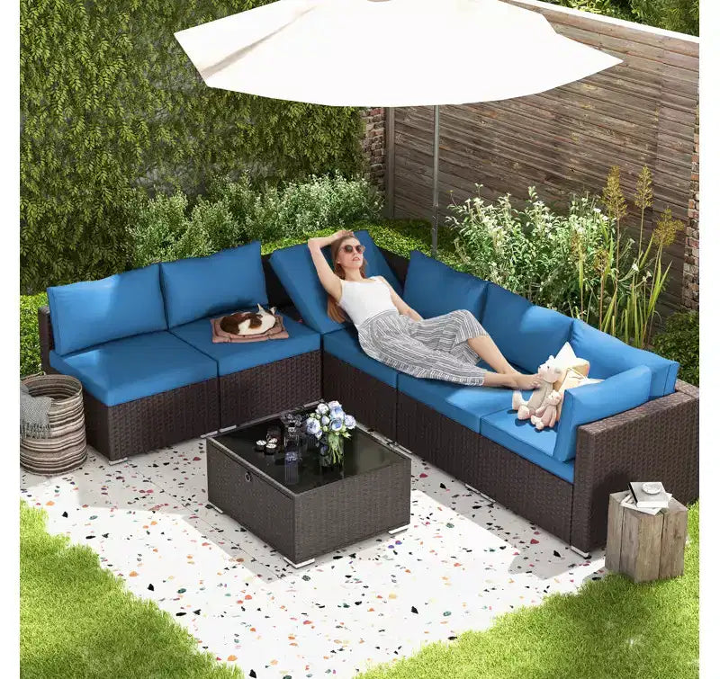 EROMMY 7-teiliges Terrassenmöbel-Set mit Kissen