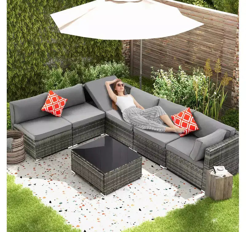 EROMMY 7-teiliges Terrassenmöbel-Set mit Kissen