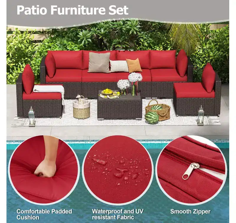 EROMMY 7-teiliges Terrassenmöbel-Set mit Kissen