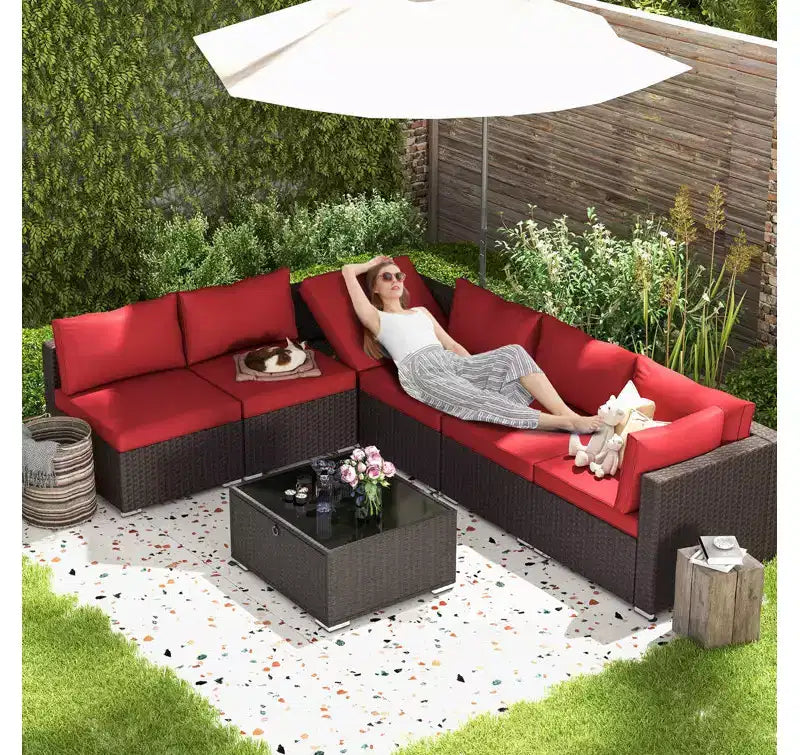 EROMMY 7-teiliges Terrassenmöbel-Set mit Kissen