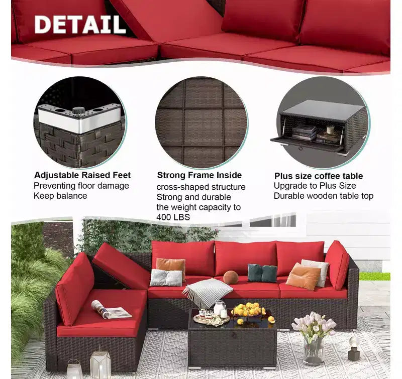EROMMY 7-teiliges Terrassenmöbel-Set mit Kissen
