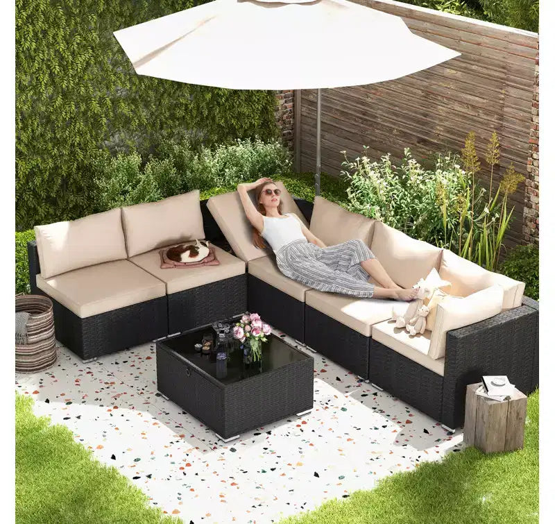 EROMMY 7-teiliges Terrassenmöbel-Set mit Kissen