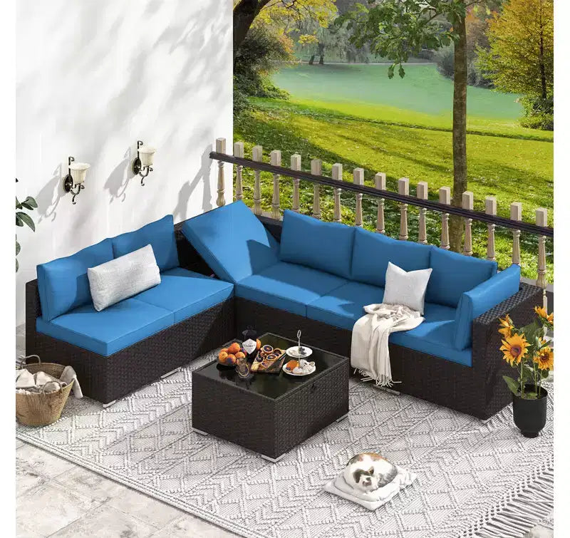 EROMMY 7-teiliges Terrassenmöbel-Set mit Kissen