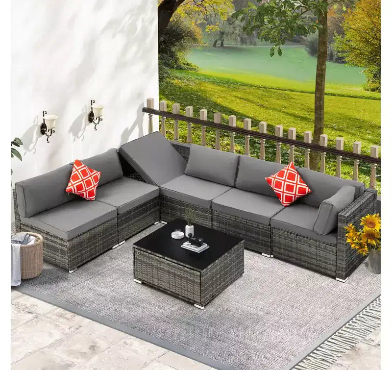 EROMMY 7-teiliges Terrassenmöbel-Set mit Kissen