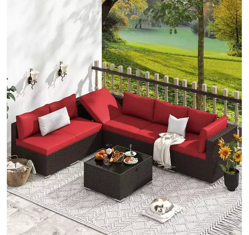 EROMMY 7-teiliges Terrassenmöbel-Set mit Kissen