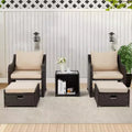 EROMMY 5 Piece Wicker Seating Group with Cushions