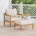 Christopher Knight Home Kate Patio Acacia Wood Club Chair and Ottoman Set with Water-Resistant Cushions