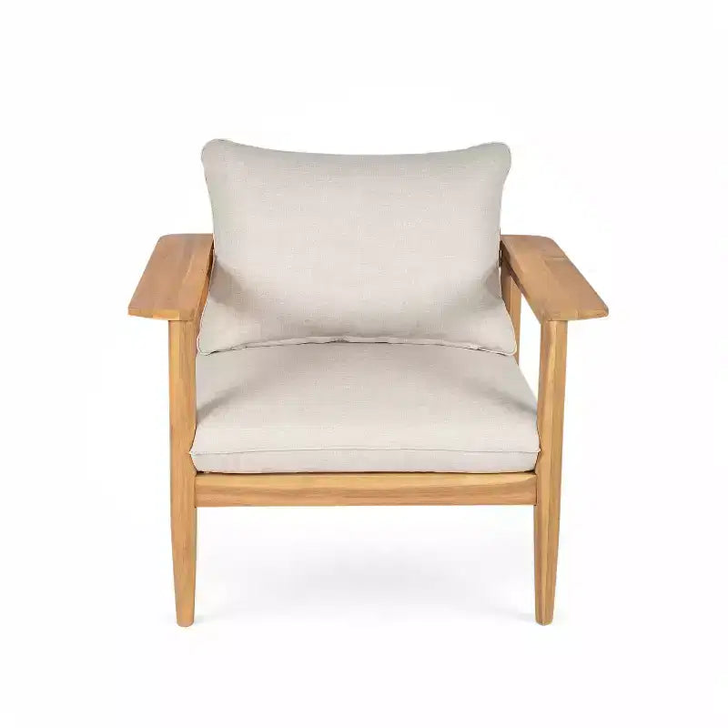 Christopher Knight Home Kate Patio Akazienholz Loungesessel- und Ottoman-Set mit wasserabweisenden Kissen
