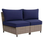EAGLE PEAK Coastal Vista geschwungenes Outdoor-Geflechtsofa mit Kissen, Terrassenmöbel-Sets Outdoor-Schnittsofa für Gespräche auf der Terrasse
