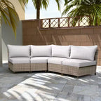 EAGLE PEAK Coastal Vista geschwungenes Outdoor-Geflechtsofa mit Kissen, Terrassenmöbel-Sets Outdoor-Schnittsofa für Gespräche auf der Terrasse