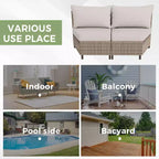 EAGLE PEAK Coastal Vista geschwungenes Outdoor-Geflechtsofa mit Kissen, Terrassenmöbel-Sets Outdoor-Schnittsofa für Gespräche auf der Terrasse