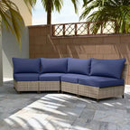 EAGLE PEAK Coastal Vista geschwungenes Outdoor-Geflechtsofa mit Kissen, Terrassenmöbel-Sets Outdoor-Schnittsofa für Gespräche auf der Terrasse