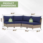 EAGLE PEAK Coastal Vista geschwungenes Outdoor-Geflechtsofa mit Kissen, Terrassenmöbel-Sets Outdoor-Schnittsofa für Gespräche auf der Terrasse