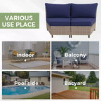 EAGLE PEAK Coastal Vista geschwungenes Outdoor-Geflechtsofa mit Kissen, Terrassenmöbel-Sets Outdoor-Schnittsofa für Gespräche auf der Terrasse